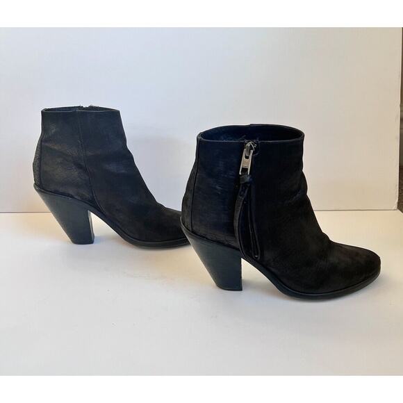 All Saints Black Leather Boots Booties Women Size 9 40 Black Ankle Boots EUC - Picture 5 of 9